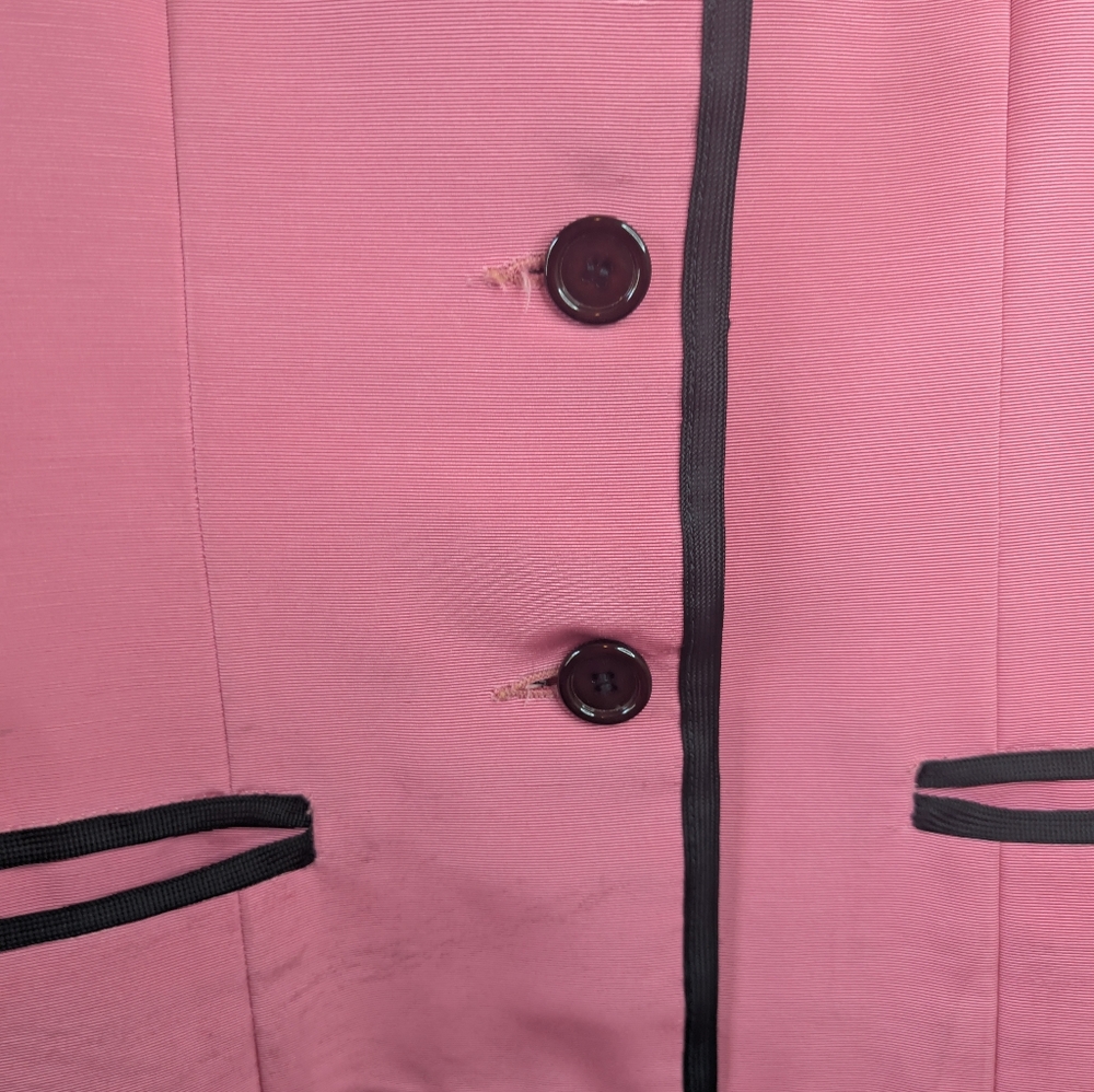 Vintage '80s Oscar De La Renta Size 10 Pink Women's Jacket with Black Trim - Picture 6 of 9